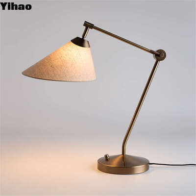 Mua Đèn bàn đồng đốt cổ với màu linen tự nhiên và thiết kế hình trống cho phòng khách trong nhà sản xuất trực tuyến