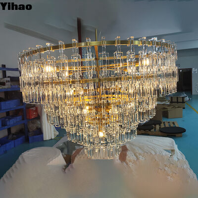 Mua Yihao Factory Direct Custom Large K9 Luxury Brass Body Crystal Shade Chandelier with 3500K Warm White cho phòng ngủ và phòng khách khách sạn sản xuất trực tuyến