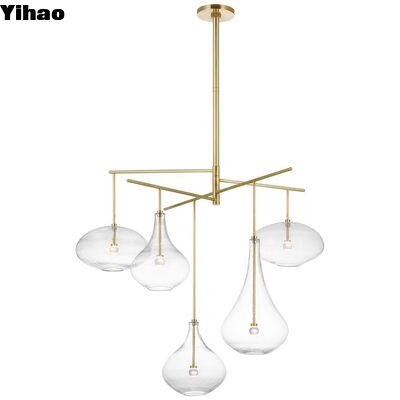 Mua Modern Luxury Brass Body Crystal Shade Pendant Light with 3500K Warm White LED Suspended Light sản xuất trực tuyến