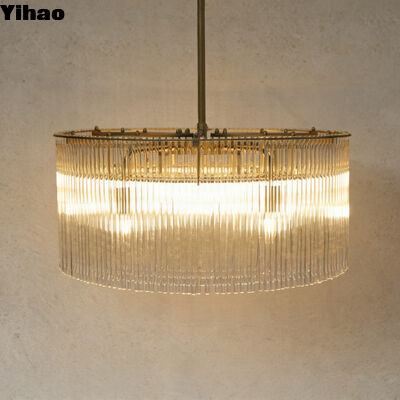 Mua Bốn lớp đèn chùm đồng cổ với kính thủy tinh đèn LED Pendant Light cho phòng ăn trần cao sản xuất trực tuyến