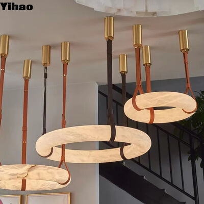 Mua Đèn chùm LED Marble Ring Hiện đại với Nhiệt độ màu tùy chỉnh Tuổi thọ 50000 giờ Chân đèn Đồng Alabaster cho Phong cách Sang trọng Đơn giản Hiện đại sản xuất trực tuyến