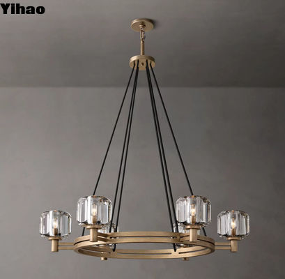 Vàng thủy tinh tùy chỉnh làm đèn chùm Demaret Vintage vòng đèn chùm 36'