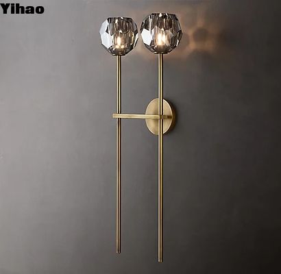 Solid Brass Smoke K9 Glass Fancy Wall Lights Cho Phòng khách Phòng ngủ