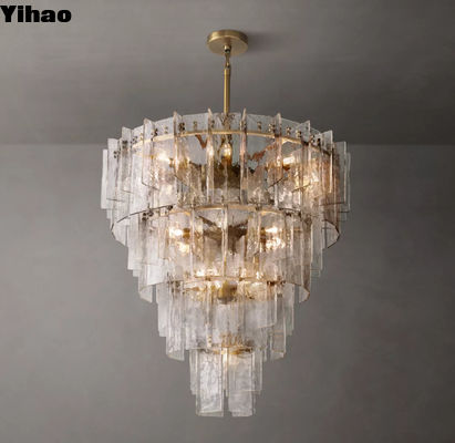 Đồng thủy tinh đồ cổ đồng kết thúc trang trại cổ điển đèn chùm 110-220V