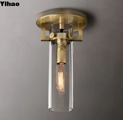 Hardwired đồng Flush Mount Luxury Ceiling Lights With Lacquered Burnished Brass Frame Các đèn trần sang trọng với khung đồng sơn