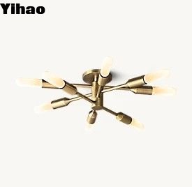 60w Crystal Flush Mount Luxury Ceiling Lights Đẹp Nickel Finish