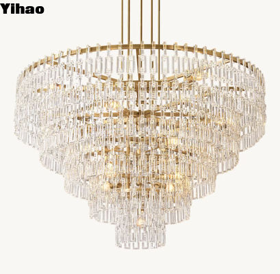 Đồng Crystal Farmhouse Phòng khách lớn Pendant Light Chrome Finish
