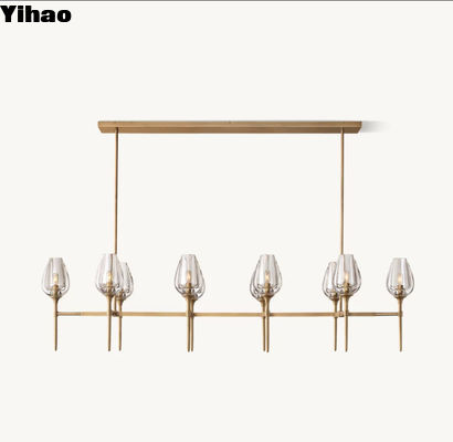 Đồng Vintage Custom Made Chandelier Tulip Đường thẳng Chandelier 65'