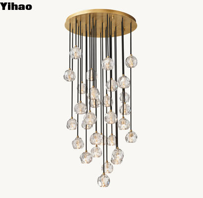 Boule De Cristal Clear Glass Round Cluster Custom Made Chandelier 30' Với Vintage Finish