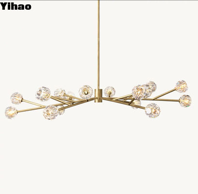 Nickel Crystal Brass Ceiling Chandelier Hardwired Installation Thiết lập