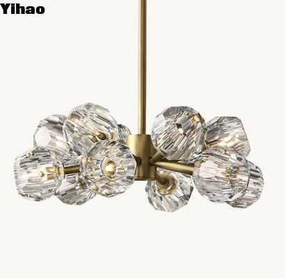 Đồng Crystal Ball Clear Glass Round Chandelier 24 'Bronze Lacquered Burned