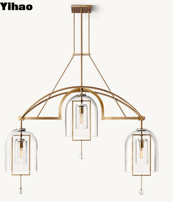 43 kg Fulcrum Linear Brass Crystal Chandelier với kích thước 155cm W x 34cm D x 142cm H