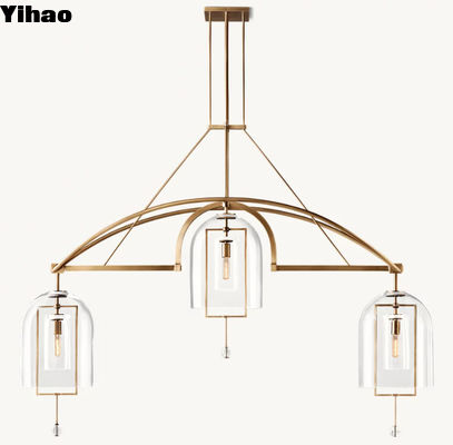 Phong cách Mỹ Fulcrum Linear Brass Chandelier với Vintage Brass Finish 48,2 kg
