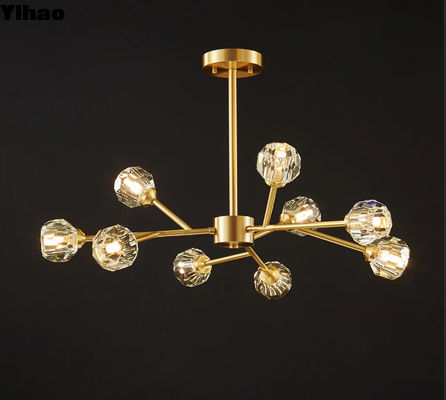Đèn đèn chùm tinh thể đồng thanh thanh lịch cho không gian trong nhà Dia 80cm x H 45cm vật liệu tùy chỉnh
