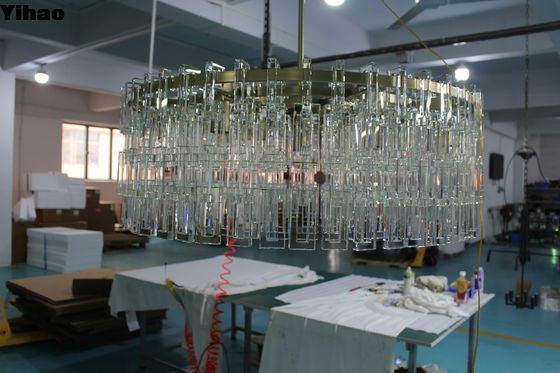 LED hiện đại Marignan hình chữ nhật đèn chùm 152cm Crystal đèn chùm trong vòng đồng kết thúc