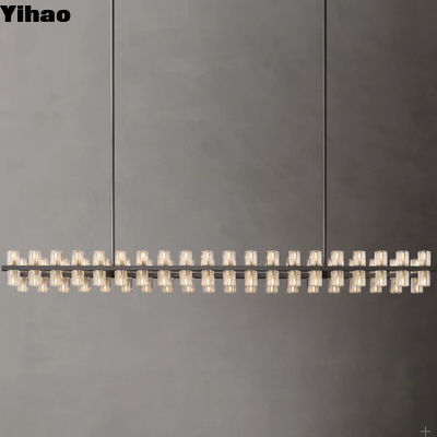 Luxury Large Gold Rectangular LED Chandelier Modern Decor Crystal Room Hanging For Bedroom Phòng khách