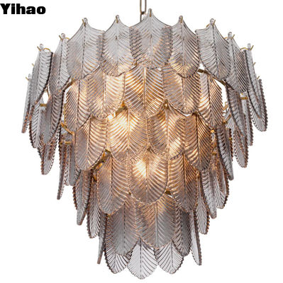 Nghệ thuật nội thất trang trí sang trọng đèn chùm hiện đại cho phòng khách trần cao