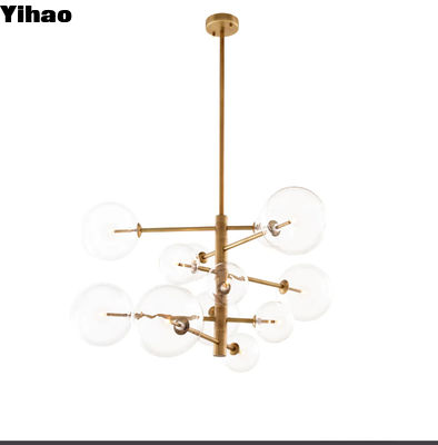 Chiếc đèn chùm bóng thủy tinh sang trọng hiện đại Đèn đèn chùm trang trí nội thất trong suốt LED Chiếc đèn chùm hiện đại