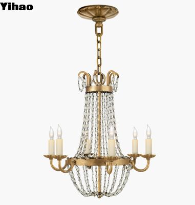 CHC 1407 Petite Paris Flea Market Chandelier Seeded Glass Shade Sắt kim loại đánh bóng / sắt vàng / đồng cũ / bạc Sheffleld