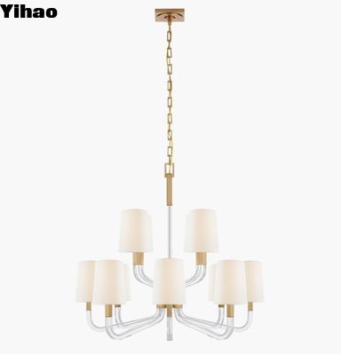 CHC 5903 Reagan Trung bình hai cấp đèn chùm kim loại kim loại mịn / đồ cổ-đốt đồng đèn chùm tinh thể