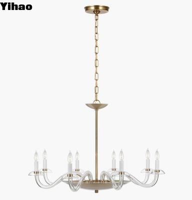 PCD 5020 Brigitte Grand Chandelier Kính trong suốt và Nickel đánh bóng / Đồng cổ được chà tay