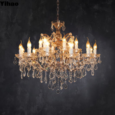 French Retro Crystal Chandelier 18 bóng đèn có thể giảm độ sáng với dây chuyền / thanh điều chỉnh