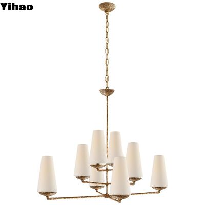 Modern Brass Body Crystal Shade Độ cao điều chỉnh Đèn treo cho phòng khách và khách sạn