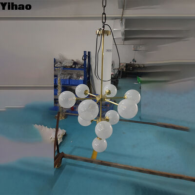 Yihao hiện đại sang trọng tay thổi kính đèn chùm với thân đồng và E12 bóng đèn cơ sở cho phòng khách và phòng ngủ