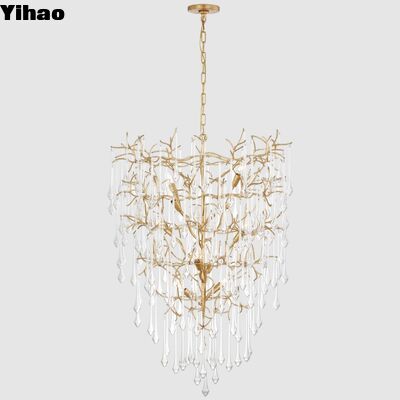 Nordic Modern Brass Body Crystal Shade Chandelier với 3500K Đèn Đèn Đẹp Đẹp Đèn Đen Đen Đen Đen