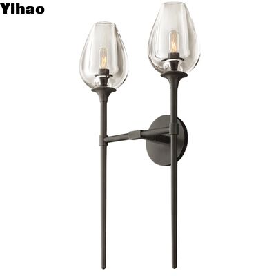 Yihao Vintage Solid Brass Wall Lamp với Glass Crystal Shade và 2700K Warm White Lighting