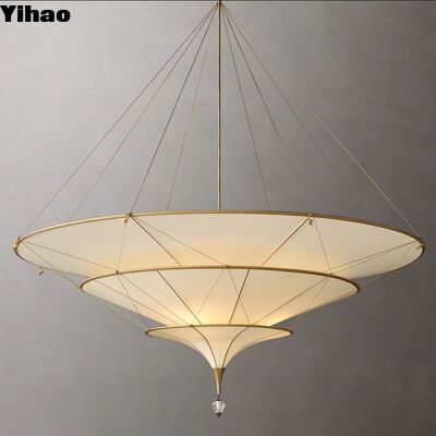 Yihao Custom Trung cổ phong cách đa lớp gốm Pendant ánh sáng ô hình cho hội trường triển lãm đèn chùm