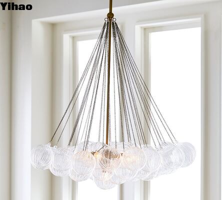 Yihao đơn giản Vintage đồng kết thúc dây chuyền đèn chùm với 2700K ánh sáng trắng ấm áp cho phòng khách sang trọng đơn giản hiện đại