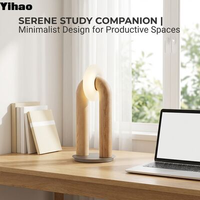 Đèn bàn gỗ hình U tối giản hiện đại với đèn LED đa màu cho giường và bàn làm việc